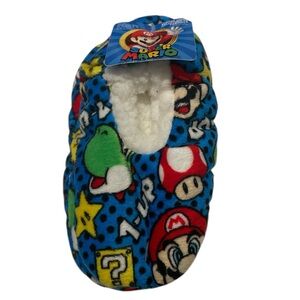 Super Mario Nintendo Kids Slipper Socks Blue and Red 3T-4T